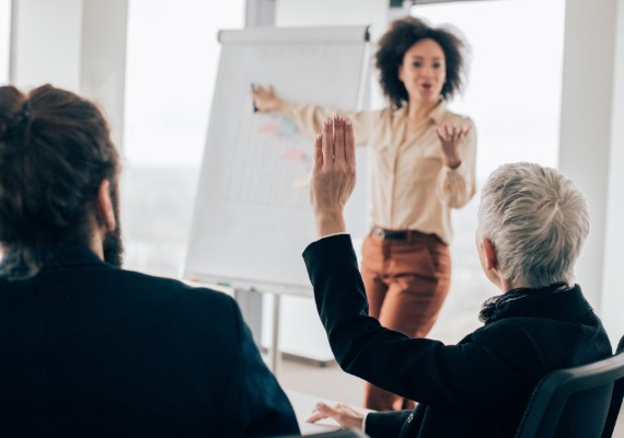 woman giving a presentation